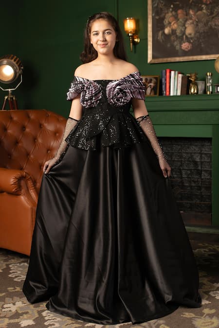 Hoity Moppet Sequin Rosette Embellished Gown 