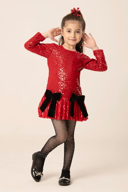 Hoity Moppet Bow & Sequin Embellished Dress 