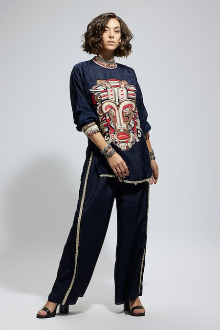 SVA by Sonam & Paras Modi Mask Thread Embroidered Kurta & Pant Set 