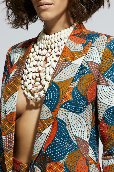 Buy Sva By Sonam & Paras Modi Multi Color Silk Multicolored Abstract Print Blazer And Shorts Buy_Sva By Sonam & Paras Modi_Multi Color Silk Multicolored Abstract Print Blazer And Shorts