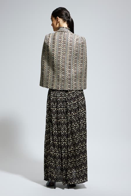 Shop Sva By Sonam & Paras Modi Black Crepe Sequins, Beads Sweetheart Neck, Open Embellished Jacket Skirt Set at Aza Fashions Shop_Sva By Sonam & Paras Modi_Black Crepe Sequins, Beads Sweetheart Neck, Open Embellished Jacket Skirt Set_at_Aza_Fashions