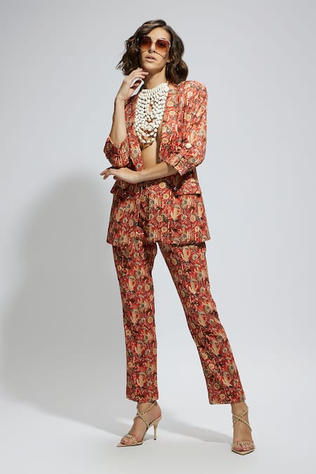 SVA by Sonam & Paras Modi Embellished Floral Print Blazer & Pant Set 