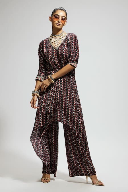 SVA by Sonam & Paras Modi Asymmetric Boho Print Tunic & Pant Set 