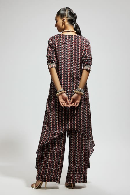 Sva By Sonam & Paras Modi Asymmetric Boho Print Tunic & Pant Set 