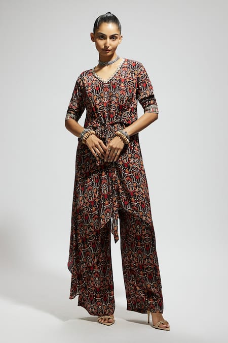 SVA by Sonam & Paras Modi Floral Jaal Print Asymmetric Tunic Set 