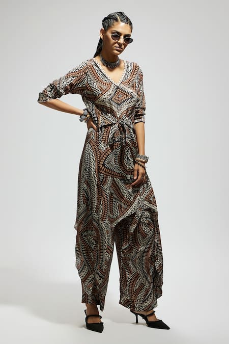 SVA by Sonam & Paras Modi Zentangle Abstract Print Tunic & Pant Set 