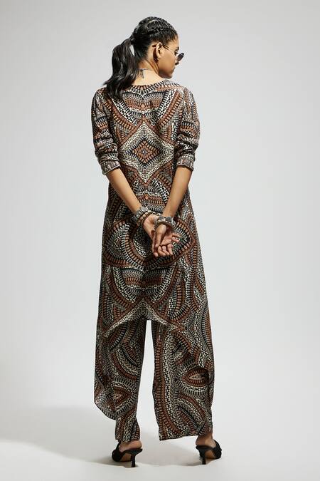 Sva By Sonam & Paras Modi Zentangle Abstract Print Tunic & Pant Set 
