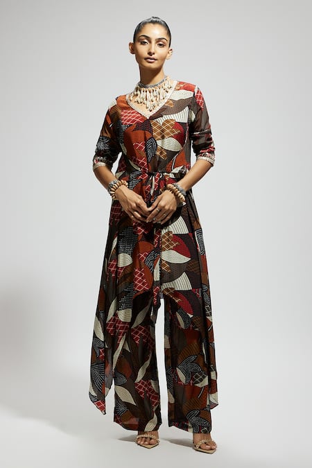 SVA by Sonam & Paras Modi Abstract Print Tie-Up Tunic & Pant Set 