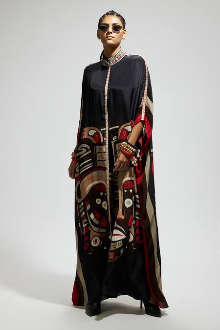 Sva By Sonam & Paras Modi Silk Mask Print Kaftan & Pant Set 
