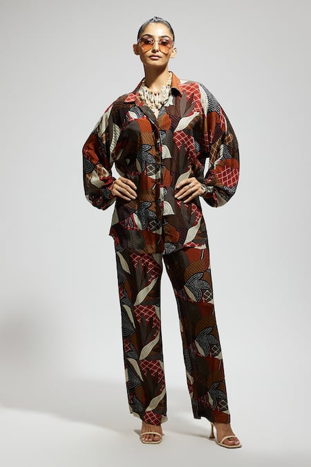 SVA by Sonam & Paras Modi Abstract Floral Print Shirt & Pant Set 