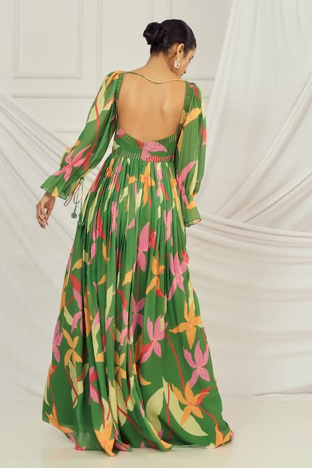 Harshita Singhvi Floral Print Cutdana Anarkali Set 