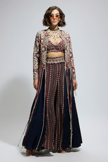 SVA by Sonam & Paras Modi Thread Embroidered Cape Sharara Set 