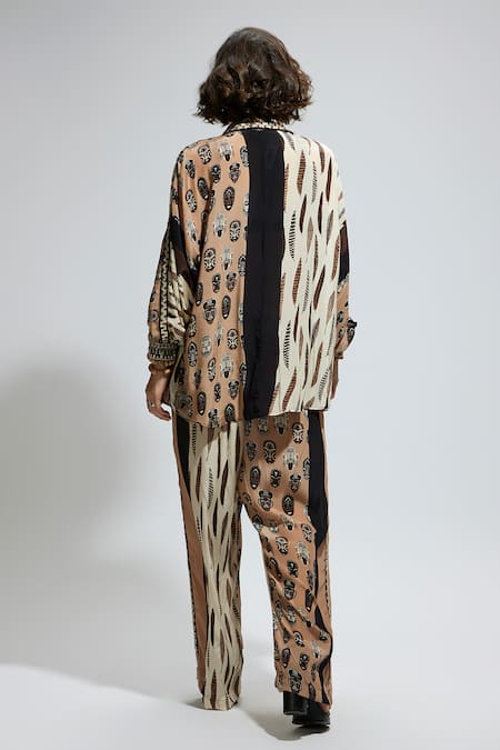 Sva By Sonam & Paras Modi Multi Color Printed Embroidered Shirt & Pant Set 