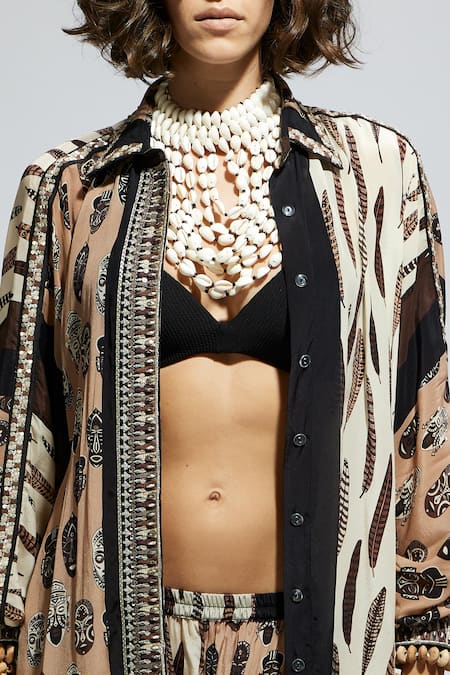 Buy Sva By Sonam & Paras Modi Multi Color Crepe Sequins, Feathers, Embroidery Printed Shirt And Pant Set Buy_Sva By Sonam & Paras Modi_Multi Color Crepe Sequins, Feathers, Embroidery Printed Shirt And Pant Set