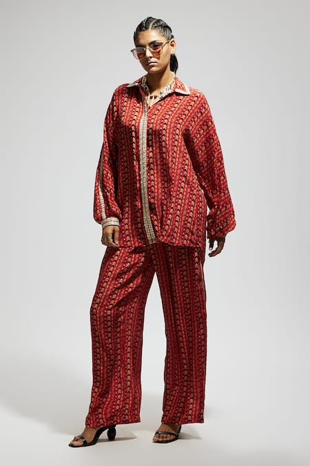 SVA by Sonam & Paras Modi Embellished Boho Print Shirt & Pant Set 