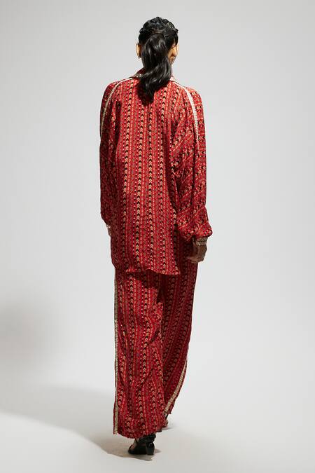 Sva By Sonam & Paras Modi Embellished Boho Print Shirt & Pant Set 