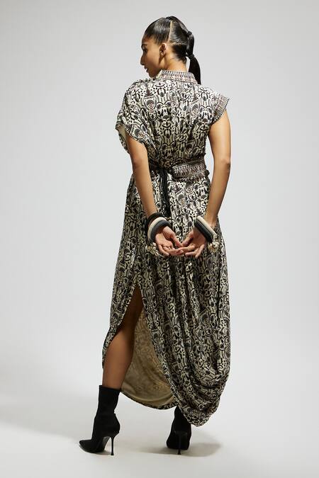 Sva By Sonam & Paras Modi Fleur Print Draped Cowl Dress 