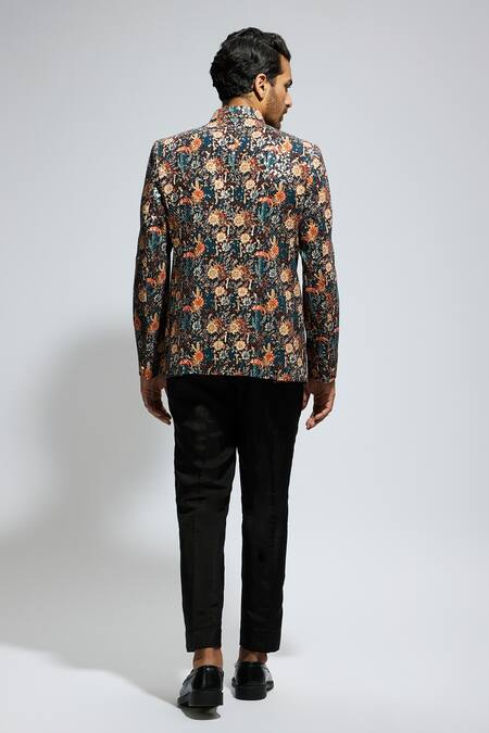 Shop Sva By Sonam & Paras Modi Black Silk Sequins Jaal Embellished Bandhgala at Aza Fashions Shop_Sva By Sonam & Paras Modi_Black Silk Sequins Jaal Embellished Bandhgala_at_Aza_Fashions