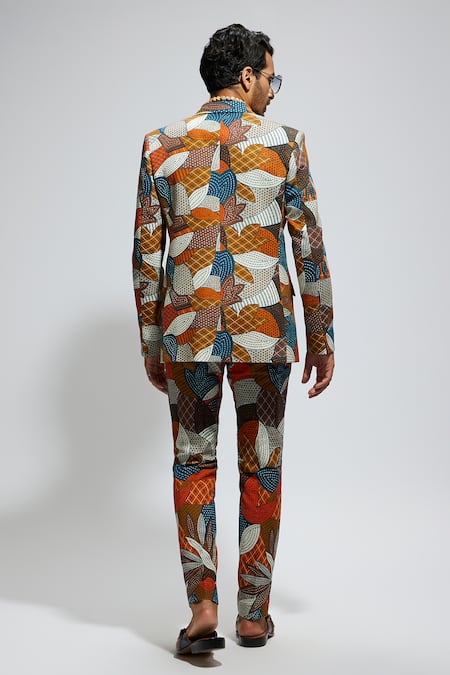 Shop Sva By Sonam & Paras Modi Multi Color Silk Embroidery Foliage Blazer And Pant Set at Aza Fashions Shop_Sva By Sonam & Paras Modi_Multi Color Silk Embroidery Foliage Blazer And Pant Set_at_Aza_Fashions