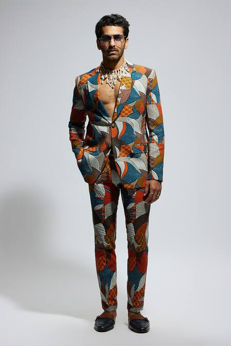 Sva By Sonam & Paras Modi Multi Color Silk Embroidery Foliage Blazer And Pant Set Online at Aza Fashions Sva By Sonam & Paras Modi_Multi Color Silk Embroidery Foliage Blazer And Pant Set_Online_at_Aza_Fashions