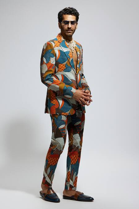 Buy Sva By Sonam & Paras Modi Multi Color Silk Embroidery Foliage Blazer And Pant Set Online at Aza Fashions Buy_Sva By Sonam & Paras Modi_Multi Color Silk Embroidery Foliage Blazer And Pant Set_Online_at_Aza_Fashions