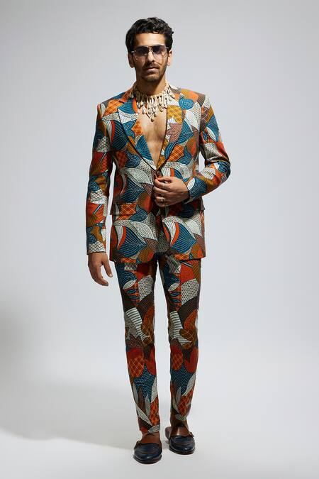 Sva By Sonam & Paras Modi Multi Color Silk Embroidery Foliage Blazer And Pant Set at Aza Fashions Sva By Sonam & Paras Modi_Multi Color Silk Embroidery Foliage Blazer And Pant Set_at_Aza_Fashions