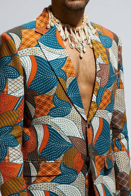 Buy Sva By Sonam & Paras Modi Multi Color Silk Embroidery Foliage Blazer And Pant Set Buy_Sva By Sonam & Paras Modi_Multi Color Silk Embroidery Foliage Blazer And Pant Set