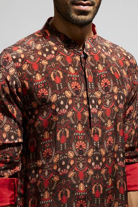 Buy Sva By Sonam & Paras Modi Brown Crepe Jaal Print Short Kurta Buy_Sva By Sonam & Paras Modi_Brown Crepe Jaal Print Short Kurta