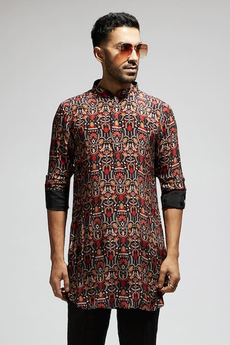 SVA by Sonam & Paras Modi Leaf Jaal Print Short Kurta 