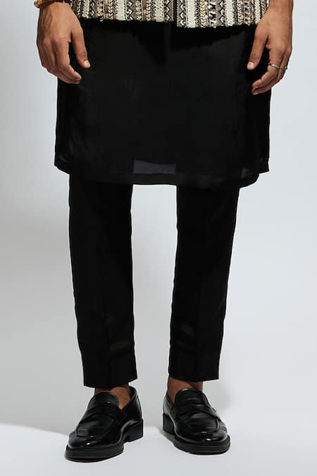 Sva By Sonam & Paras Modi_Black Silk Sequins, Cut Work Patchwork Embroidered Bundi Set_Online_at_Aza_Fashions