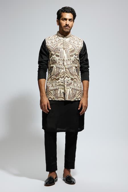 Buy Sva By Sonam & Paras Modi Multi Color Silk Pearls, Sequins Multicolor Embroidered Bundi Kurta Set Online at Aza Fashions Buy_Sva By Sonam & Paras Modi_Multi Color Silk Pearls, Sequins Multicolor Embroidered Bundi Kurta Set_Online_at_Aza_Fashions