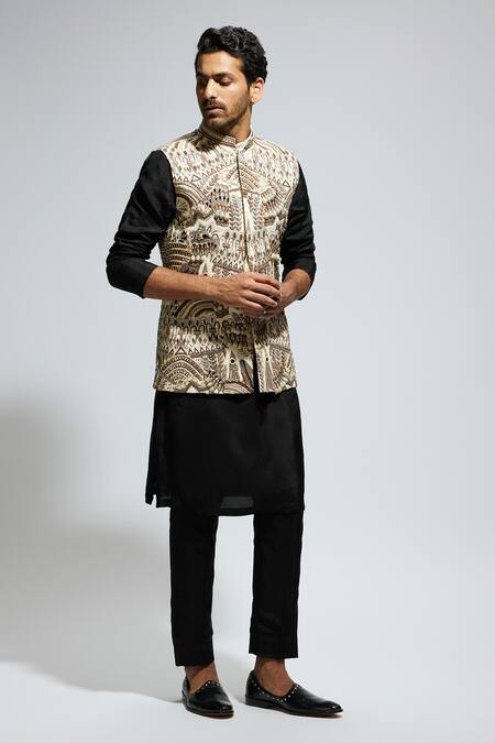 Shop Sva By Sonam & Paras Modi Multi Color Silk Pearls, Sequins Multicolor Embroidered Bundi Kurta Set Shop_Sva By Sonam & Paras Modi_Multi Color Silk Pearls, Sequins Multicolor Embroidered Bundi Kurta Set