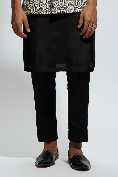 Sva By Sonam & Paras Modi_White Silk Cut Work, Sequins Embellished Foliage Print Bundi Kurta Set_Online_at_Aza_Fashions