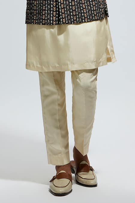 Sva By Sonam & Paras Modi_Black Silk Sequins, Cut Work Boho Geometric Bundi Kurta Set_Online_at_Aza_Fashions