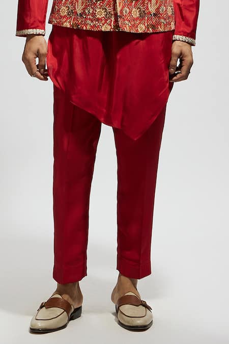 Sva By Sonam & Paras Modi_Orange Silk Sequins, Embroidery Botanic Patterned Bundi Kurta Set_Online_at_Aza_Fashions