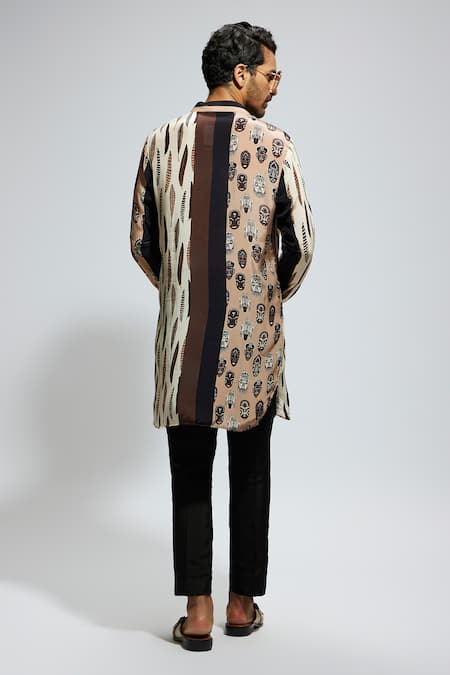 Sva By Sonam & Paras Modi Mask & Feather Printed Kurta 