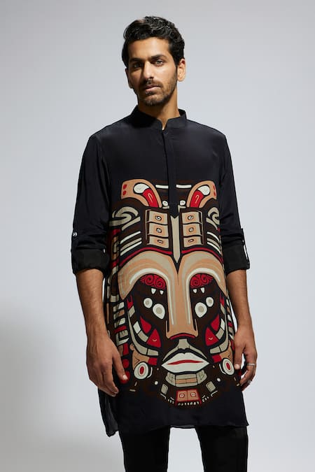 SVA by Sonam & Paras Modi Black Mask Print Kurta 