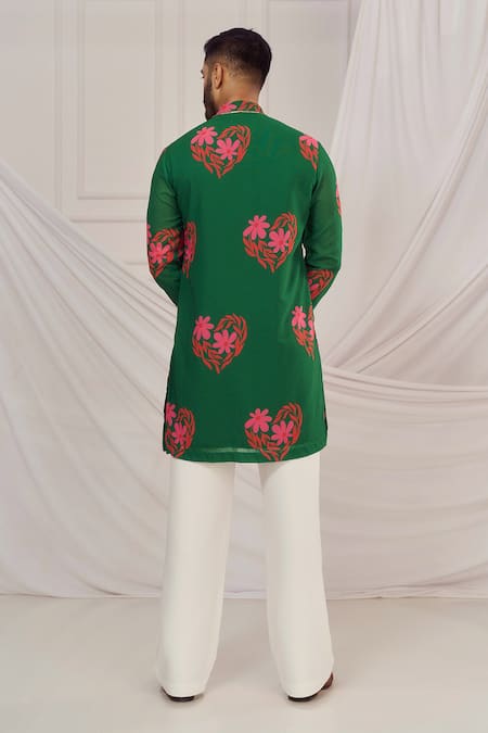 Harshita Singhvi Floral Heart Printed Green Kurta 