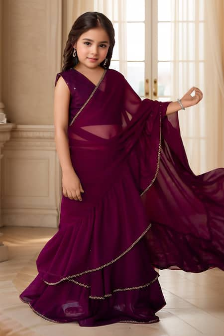 Samyukta Singhania Classic Ruffle Hem Pre-Draped Saree With Blouse 