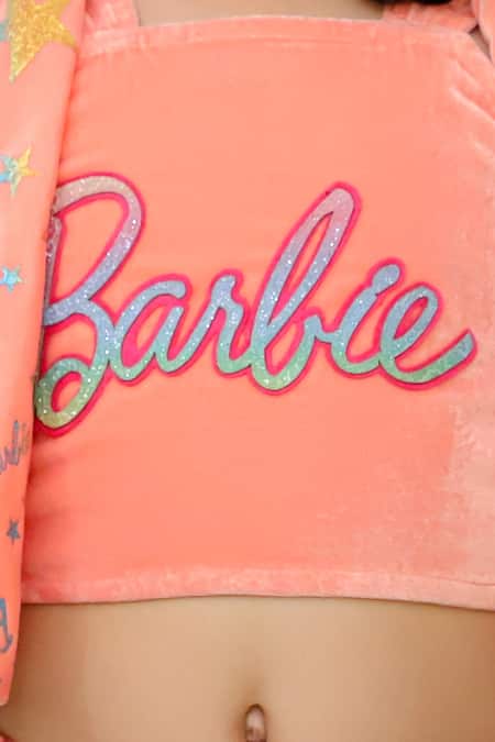 Buy_Lil Drama_Pink Polyester Glitter, Sequins, Stones Star Print Jacket Pant Set _Online_at_Aza_Fashions