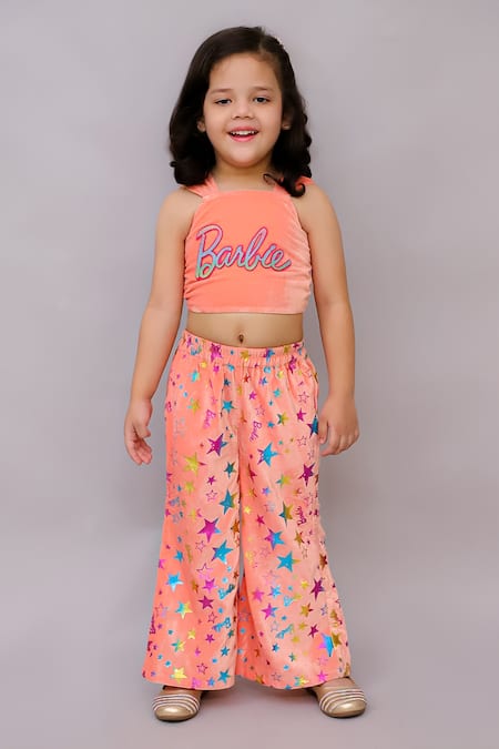 Lil Drama_Pink Polyester Glitter, Sequins, Stones Star Print Jacket Pant Set _at_Aza_Fashions