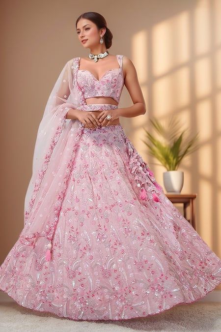 Samyukta Singhania Floral Sequin Embroidered Lehenga Set 