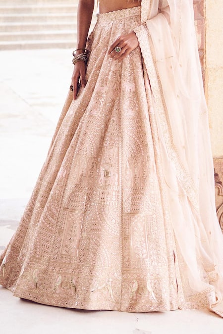 Buy Issa Studio By Chetana & Swathi Pink Net, Chanderi Embroidery, Cut Work, Zari Crew Neck Chikankari Lehenga Set Online at Aza Fashions Buy_Issa Studio By Chetana & Swathi_Pink Net, Chanderi Embroidery, Cut Work, Zari Crew Neck Chikankari Lehenga Set _Online_at_Aza_Fashions