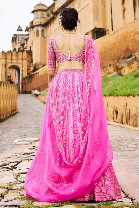 Issa Studio By Chetana & Swathi Kalamkari Sequin Embroidered Lehenga Set 