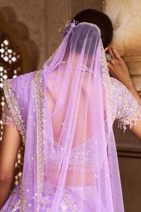 Issa Studio By Chetana & Swathi Lavender Gota Embroidered Bridal Lehenga Set 