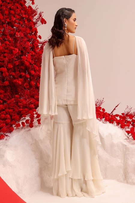 Shop Label Moni K Ivory Organza, Georgette Beads, Sequins Sweetheart Embellished Kurta Sharara Set at Aza Fashions Shop_Label Moni K_Ivory Organza, Georgette Beads, Sequins Sweetheart Embellished Kurta Sharara Set _at_Aza_Fashions