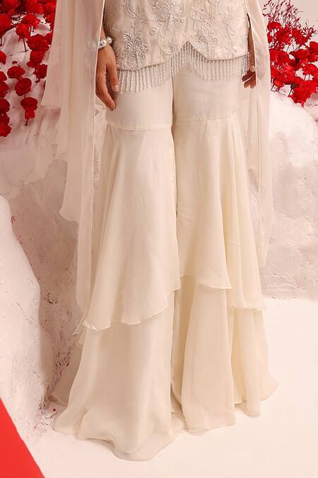 Shop Label Moni K Ivory Organza, Georgette Beads, Sequins Sweetheart Embellished Kurta Sharara Set Online at Aza Fashions Shop_Label Moni K_Ivory Organza, Georgette Beads, Sequins Sweetheart Embellished Kurta Sharara Set _Online_at_Aza_Fashions