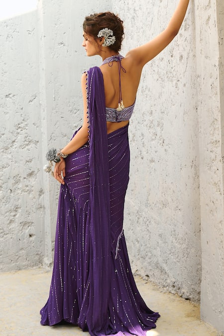 Chamee And Palak Embroidered Pre-Stitched Lehenga Saree & Blouse 