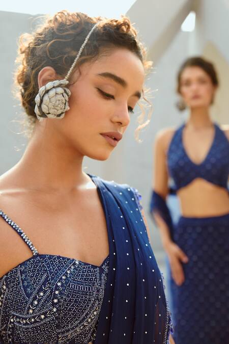 Buy Chamee And Palak Blue Georgette, Silk Beads, Stones, Sequins Embellished Pre-draped Saree Set Online at Aza Fashions Buy_Chamee And Palak_Blue Georgette, Silk Beads, Stones, Sequins Embellished Pre-draped Saree Set _Online_at_Aza_Fashions