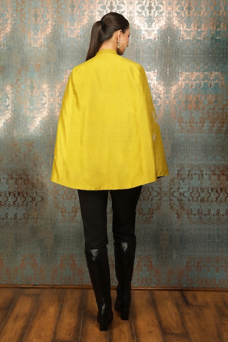Tanu Malhotra Florin Embroidered Raw Silk Cape 